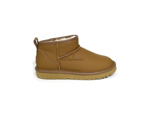 UGG CLASSIC ULTRA MINI LEATHER CHESTNUT