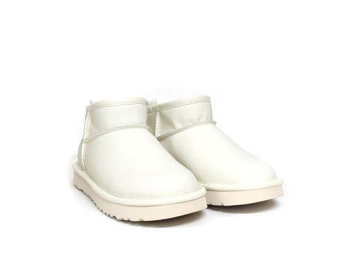 UGG CLASSIC ULTRA MINI LEATHER WHITE