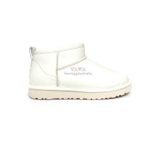 UGG CLASSIC ULTRA MINI LEATHER WHITE