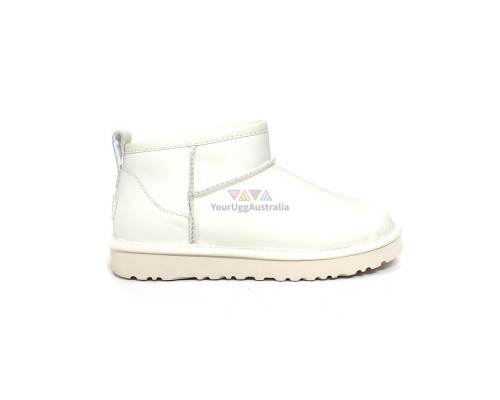 UGG CLASSIC ULTRA MINI LEATHER WHITE