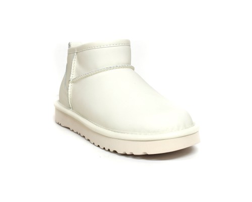 UGG CLASSIC ULTRA MINI LEATHER WHITE