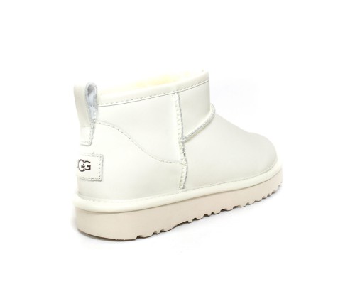 UGG CLASSIC ULTRA MINI LEATHER WHITE