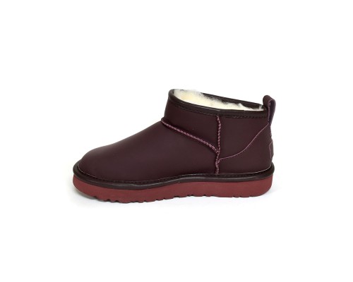 UGG CLASSIC ULTRA MINI LEATHER WINE RED
