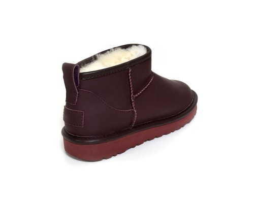 UGG CLASSIC ULTRA MINI LEATHER WINE RED