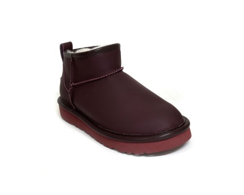 UGG CLASSIC ULTRA MINI LEATHER WINE RED