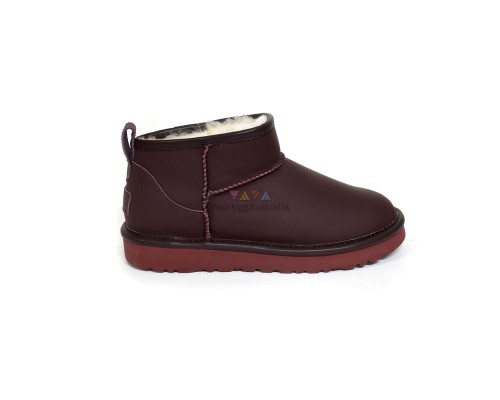 UGG CLASSIC ULTRA MINI LEATHER WINE RED