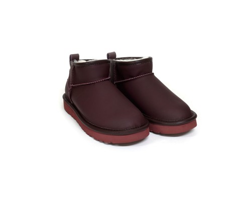 UGG CLASSIC ULTRA MINI LEATHER WINE RED