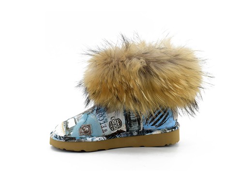 UGG JIMMY CHOO FOX FUR MINI TRAVEL BLUE