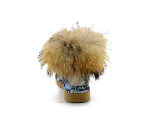 UGG JIMMY CHOO FOX FUR MINI TRAVEL BLUE