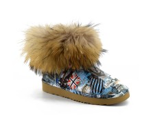 UGG JIMMY CHOO FOX FUR MINI TRAVEL BLUE