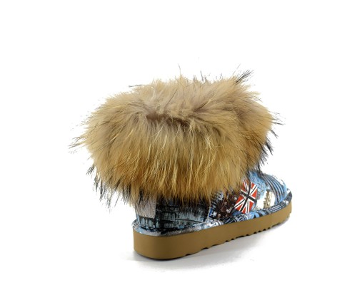 UGG JIMMY CHOO FOX FUR MINI TRAVEL BLUE