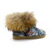 UGG JIMMY CHOO FOX FUR MINI TRAVEL BLUE