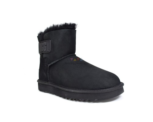 UGG MINI BAILEY LOGO STRAP SUEDE BLACK