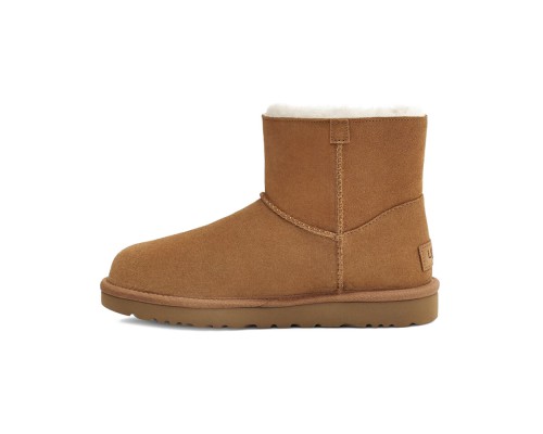 UGG MINI BAILEY LOGO STRAP SUEDE CHESTNUT