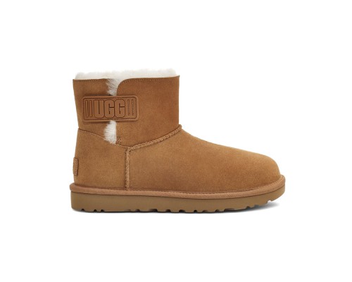 UGG MINI BAILEY LOGO STRAP SUEDE CHESTNUT