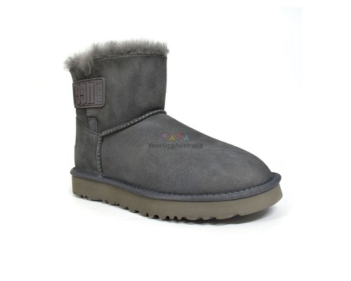 UGG MINI BAILEY LOGO STRAP SUEDE GREY