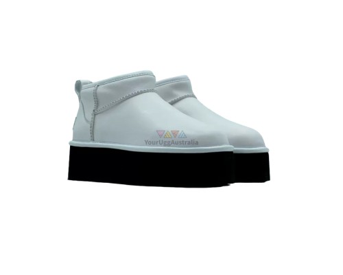 CLASSIC ULTRA MINI PLATFORM WHITE LEATER/BLACK