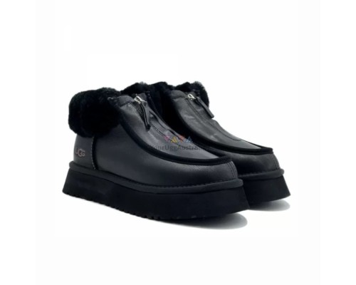 UGG FUNKETTE PLATFORM BOOTS LEATHER BLACK