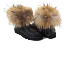 Ugg Mini Fox Fur Metallic Black