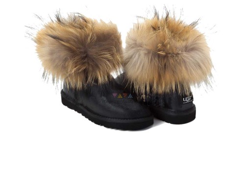 Ugg Mini Fox Fur Metallic Black