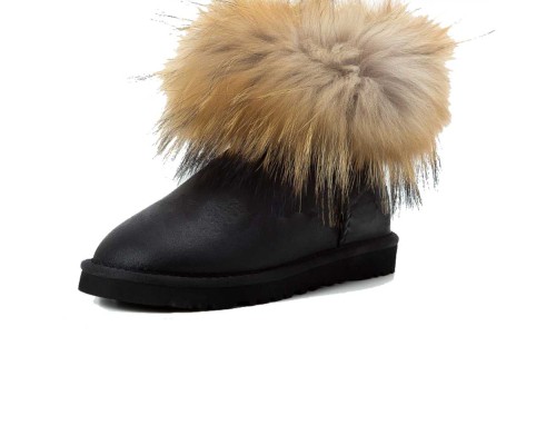 Ugg Mini Fox Fur Metallic Black