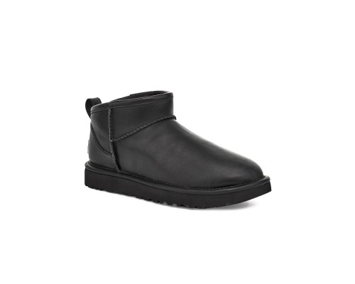 UGG CLASSIC ULTRA MINI LEATHER BLACK