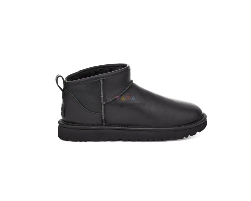 UGG CLASSIC ULTRA MINI LEATHER BLACK