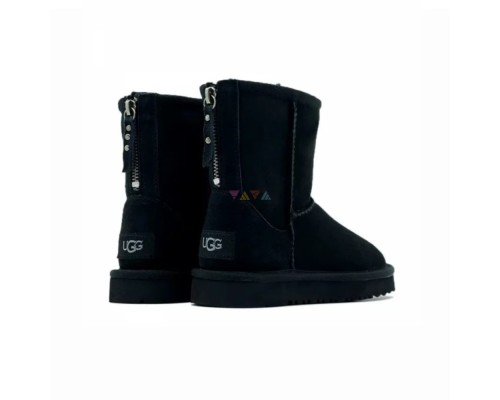 UGG KIDS CLASSIC SHORT ZIP  BLACK