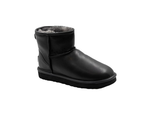 UGG WOMEN'S CLASSIC MINI II BLACK LEATHER
