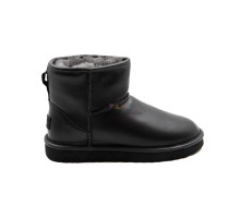 UGG WOMEN'S CLASSIC MINI II BLACK LEATHER