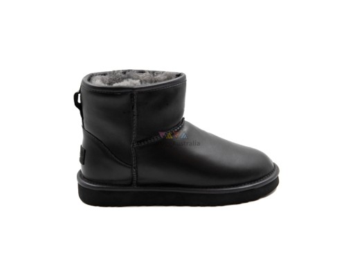 UGG WOMEN'S CLASSIC MINI II BLACK LEATHER