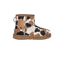 UGG CLASSIC MINI COW PRINT CHESTNUT