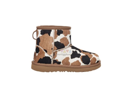 UGG CLASSIC MINI COW PRINT CHESTNUT