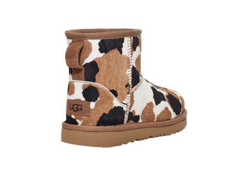 UGG CLASSIC MINI COW PRINT CHESTNUT