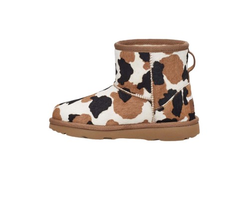 UGG CLASSIC MINI COW PRINT CHESTNUT
