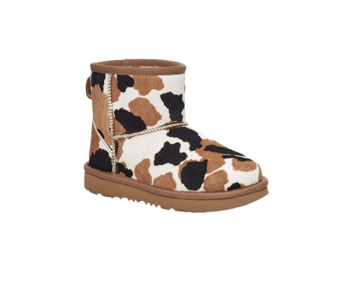 UGG CLASSIC MINI COW PRINT CHESTNUT