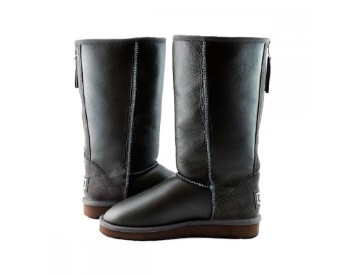 UGG CLASSIC TALL ZIP II METALLIC GREY