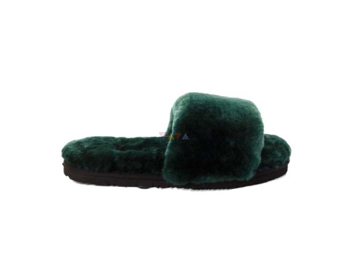 UGG FLUFF SLIDE SLIPPERS DARK GREEN