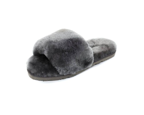UGG FLUFF SLIDE SLIPPERS GREY