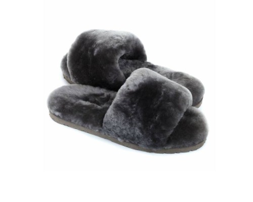 UGG FLUFF SLIDE SLIPPERS GREY
