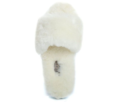 UGG FLUFF SLIDE SLIPPERS WHITE