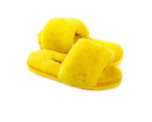 UGG FLUFF SLIDE SLIPPERS YELLOW