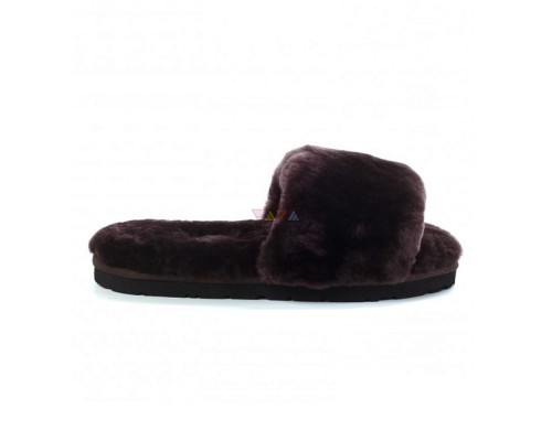 UGG FLUFF SLIDE SLIPPERS CHOCOLATE