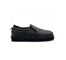 UGG STITCH SLIP ON LEATHER BLACK