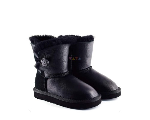 UGG KID'S BAILEY BUTTON METALLIC BLACK 