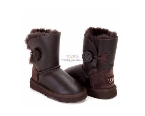 UGG KID'S BAILEY BUTTON METALLIC CHOCOLATE