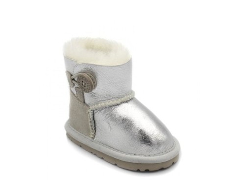 UGG KIDS BAILEY BUTTON MINI METALLIC SILVER