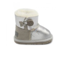 UGG KIDS BAILEY BUTTON MINI METALLIC SILVER