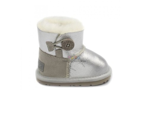 UGG KIDS BAILEY BUTTON MINI METALLIC SILVER