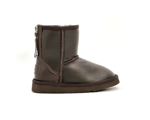 UGG KIDS ZIP METALLIC CHOCOLATE